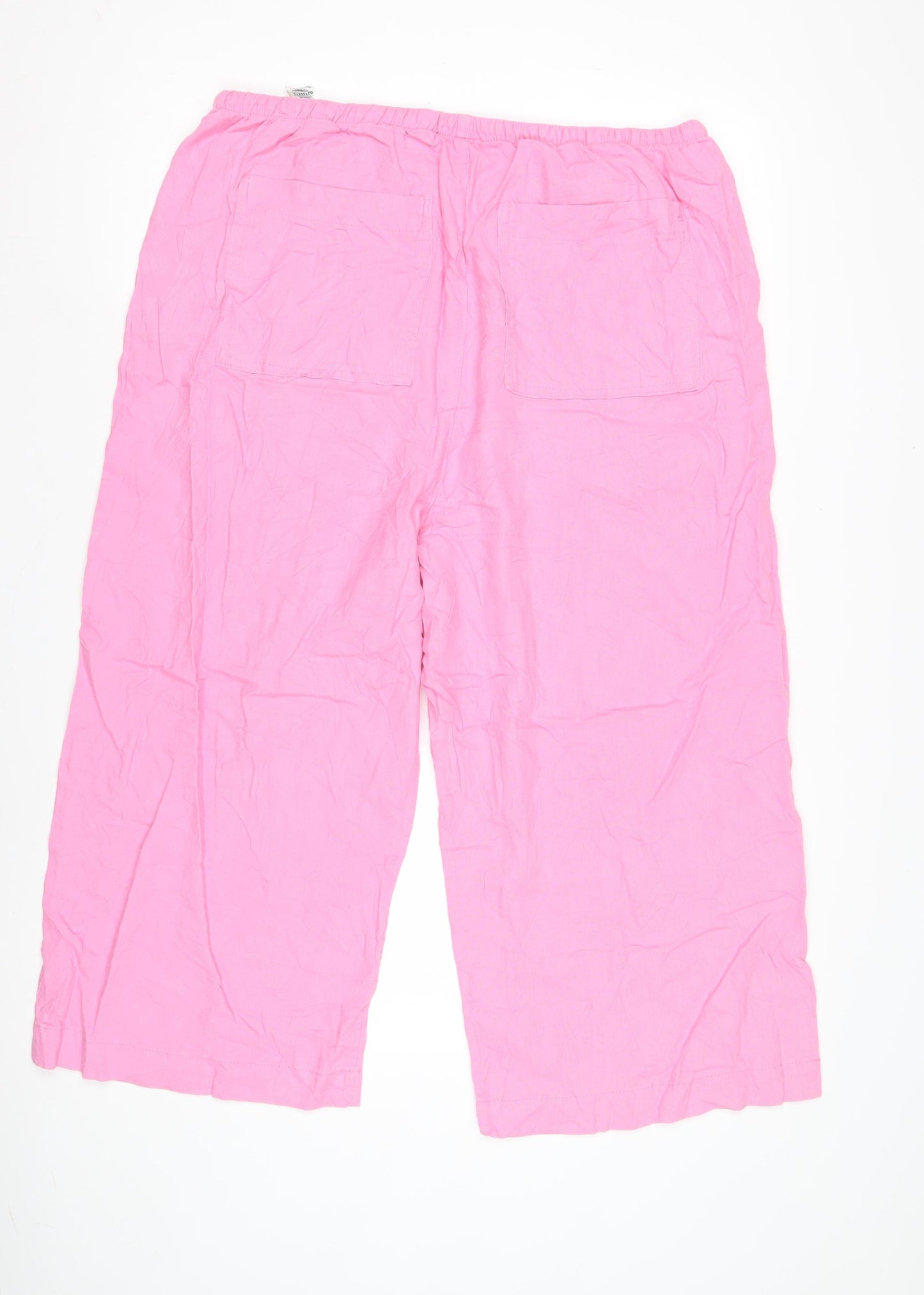 Marks and Spencer Women's Pink Wide-Leg Trousers, Size 18