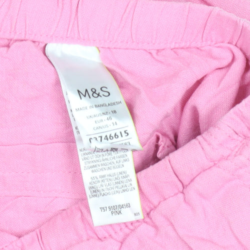 Marks and Spencer Women's Pink Wide-Leg Trousers, Size 18