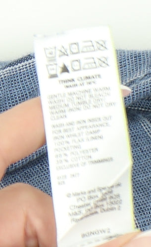 Marks and Spencer Women's Blue Striped Linen Trousers