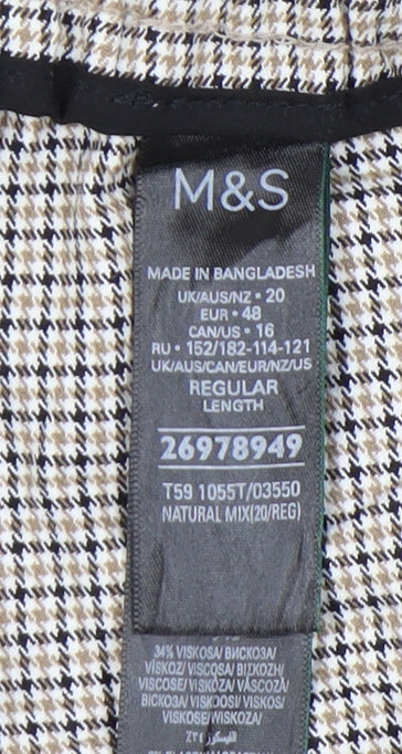 Marks and Spencer Women's Check Trousers Size 20
