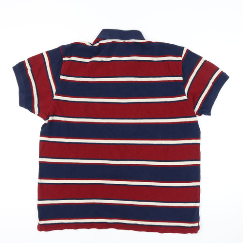 John Players Men's Red Striped Polo Shirt XL Slim Fit