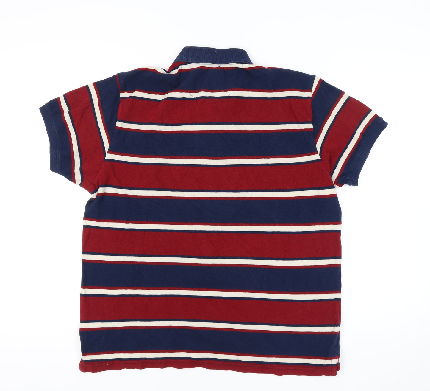 John Players Men's Red Striped Polo Shirt XL Slim Fit