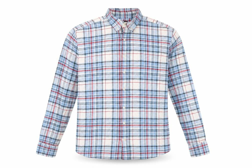 Front view of Gap Men's Multicoloured XL Slim Fit Plaid Shirt