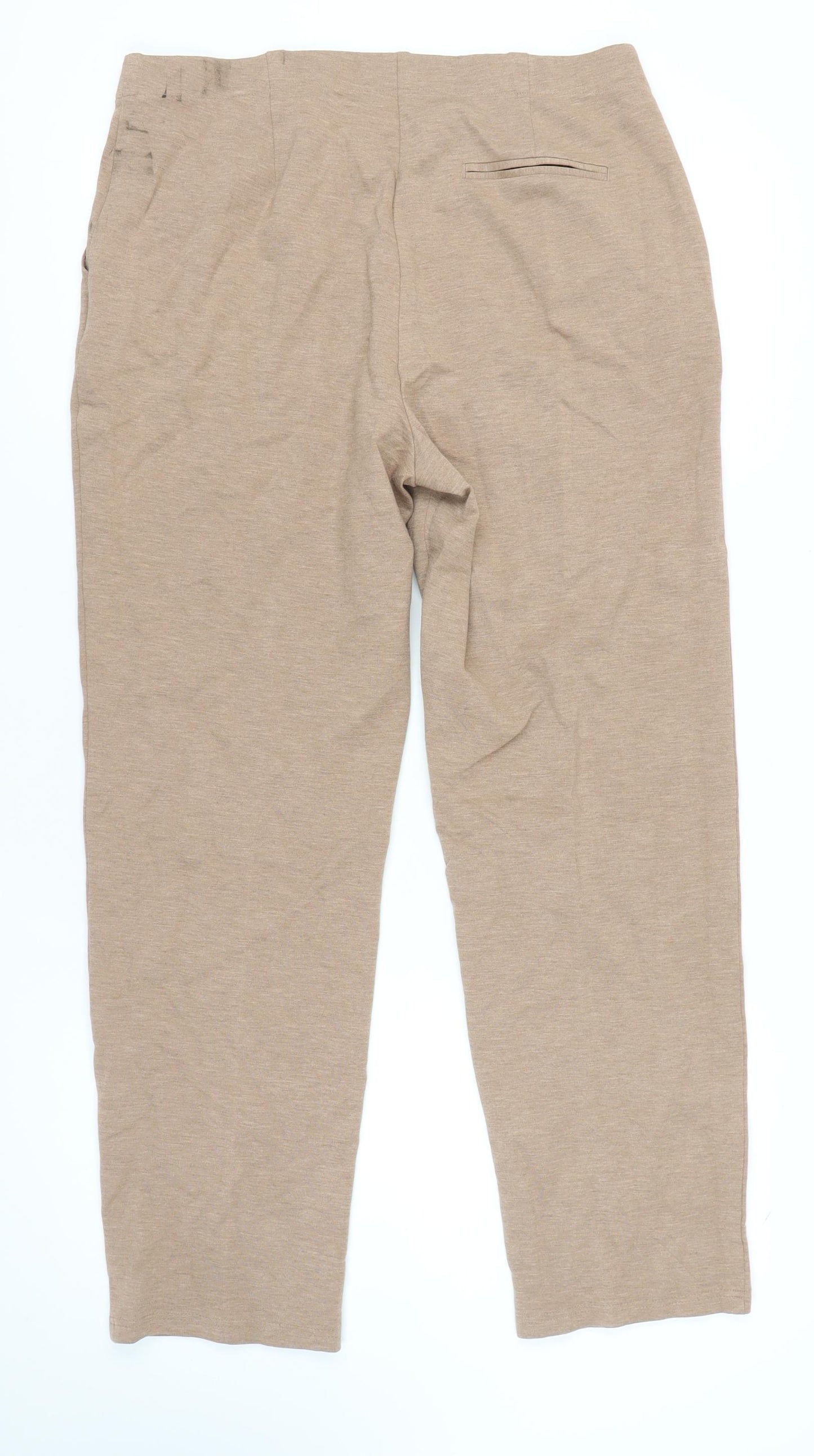 Marks and Spencer Women's Beige Straight Trousers Size 16