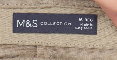 Marks and Spencer Women's Beige Straight Trousers Size 16