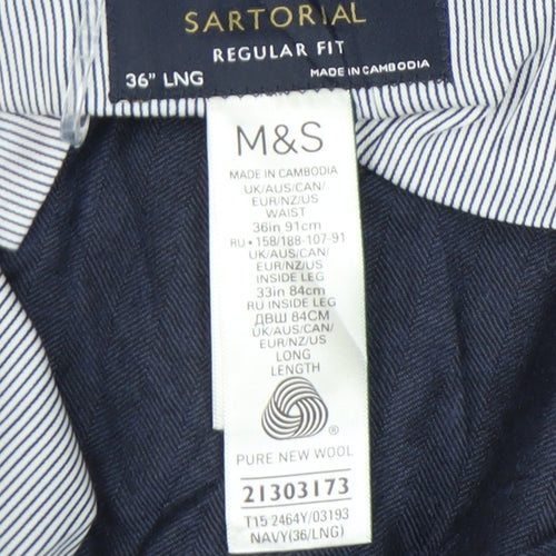 Marks and Spencer Mens Blue Dress Pants 36 Regular Fit
