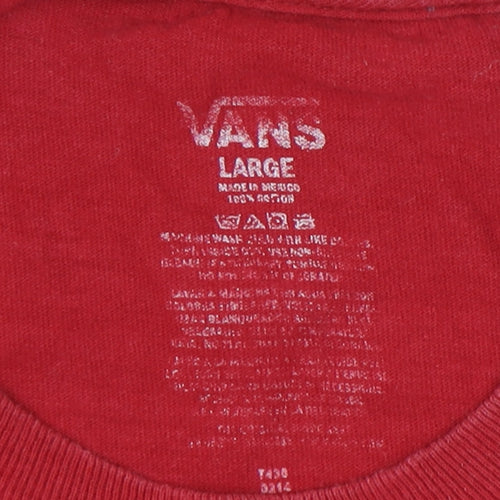 Vans Red Unisex T-Shirt L - Classic Crew Neck