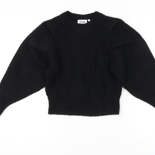 Weekday Women's Black Chunky Knit Pullover XS