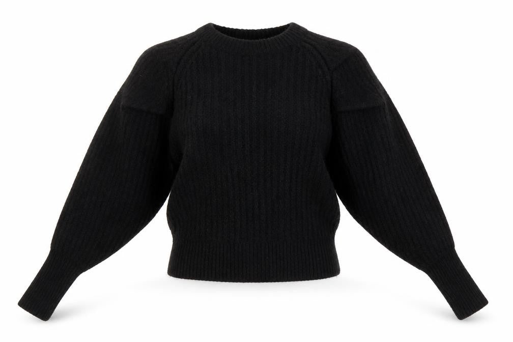 Front view of Weekday Women's Black Chunky Knit Pullover XS