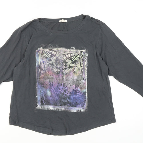 Esprit Women's Grey T-Shirt Size S Round Neck 3/4 Sleeve