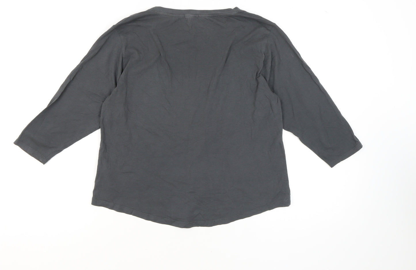 Esprit Women's Grey T-Shirt Size S Round Neck 3/4 Sleeve