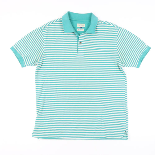 Westsport Men's Green Striped Polo Shirt - S Relaxed