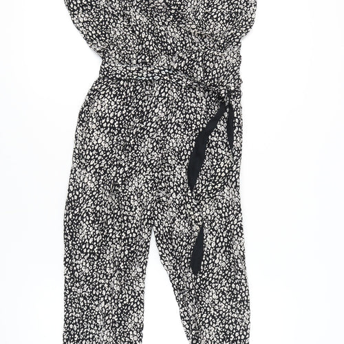 Accessorize Black Women's Sleeveless Jumpsuit, Animal Print