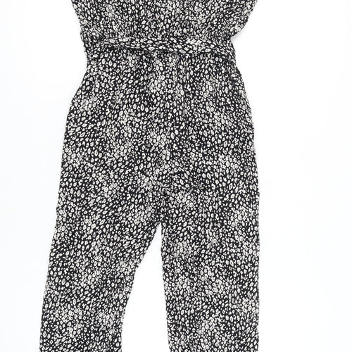 Accessorize Black Women's Sleeveless Jumpsuit, Animal Print