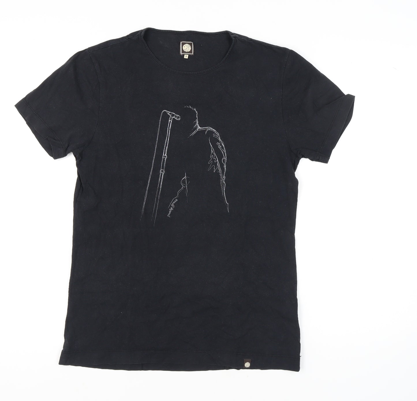 Pretty Green Black Music Graphic T-Shirt S Unisex