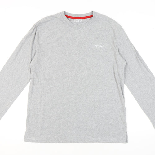 Tumi Men's Grey Long Sleeve Crew Neck T-Shirt Size L