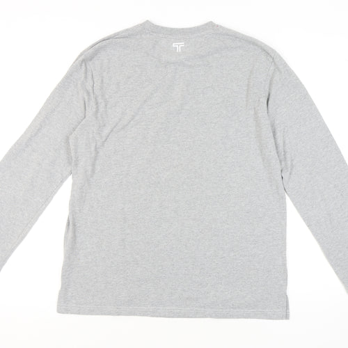 Tumi Men's Grey Long Sleeve Crew Neck T-Shirt Size L