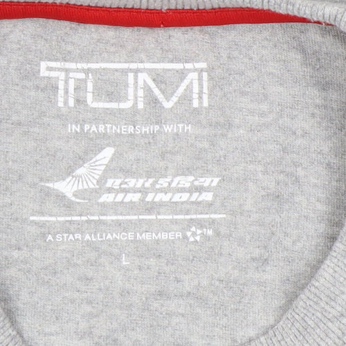 Tumi Men's Grey Long Sleeve Crew Neck T-Shirt Size L