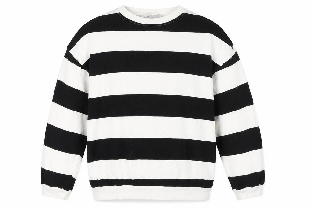 H&M Girls' Black & White Striped Cotton Sweatshirt 14 Plus