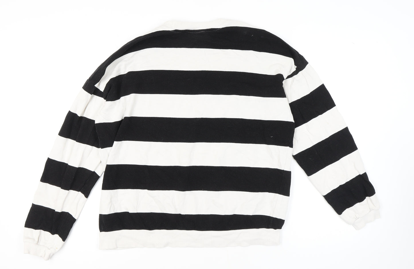 H&M Girls' Black & White Striped Cotton Sweatshirt 14 Plus