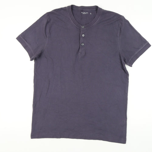 Abercrombie & Fitch Men's Purple Henley T-Shirt, L