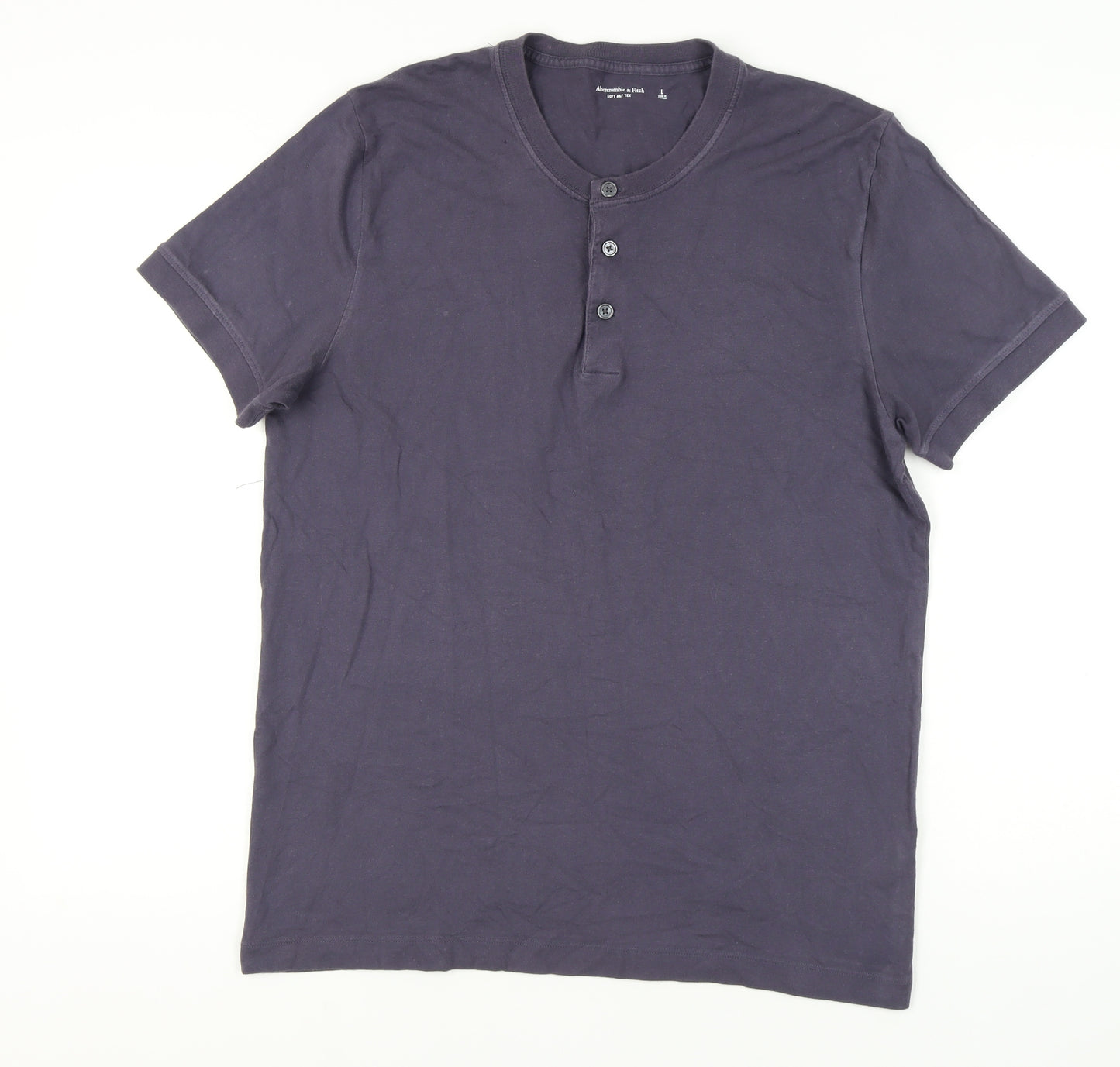 Abercrombie & Fitch Men's Purple Henley T-Shirt, L