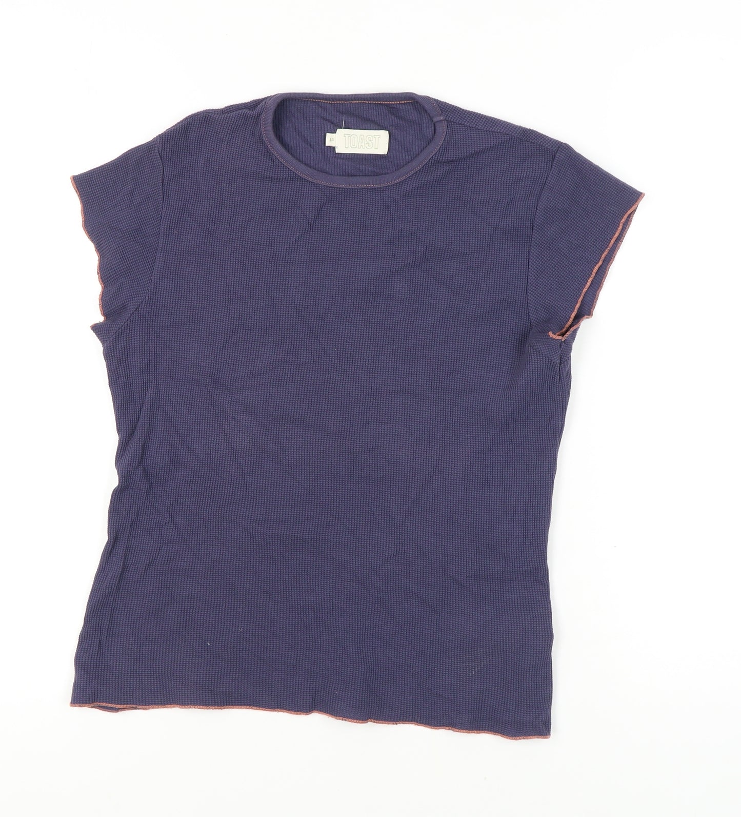 Toast Women's Blue Cotton Crew Neck T-Shirt Size 14