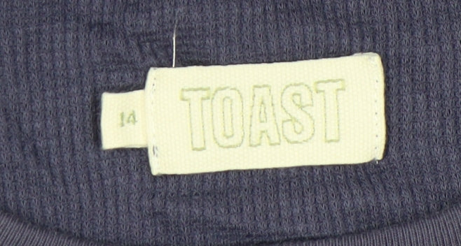 Toast Women's Blue Cotton Crew Neck T-Shirt Size 14
