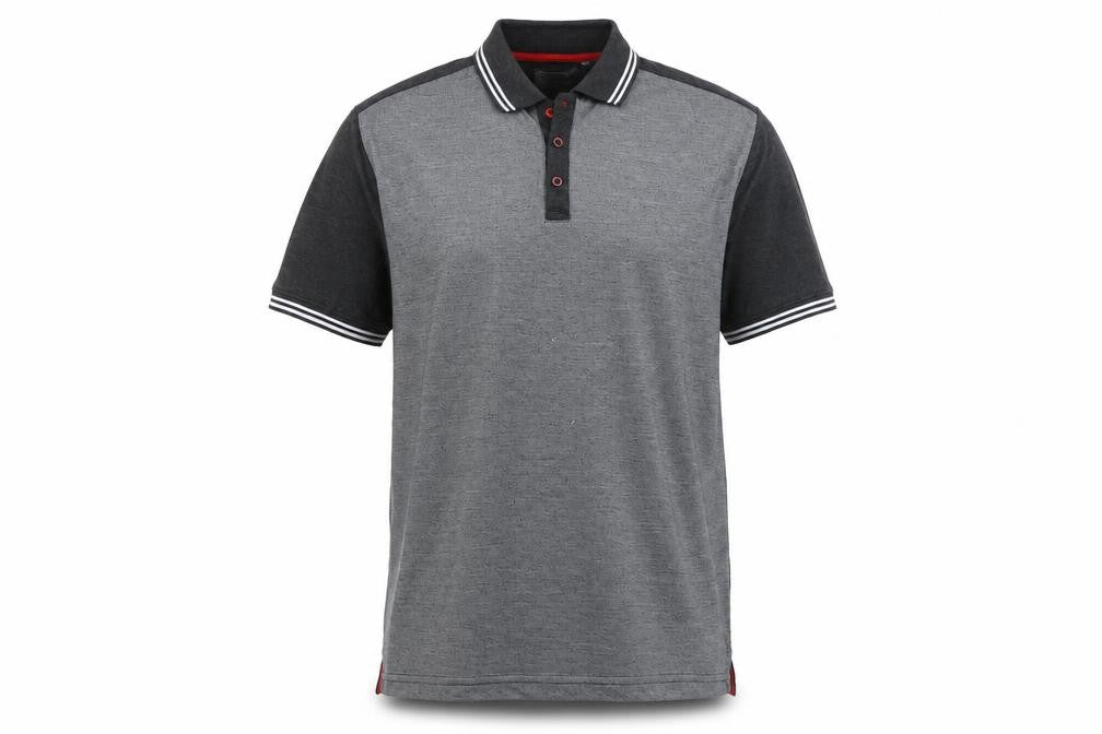 Front view of Kangaroo Poo Men's Grey Polo Shirt L