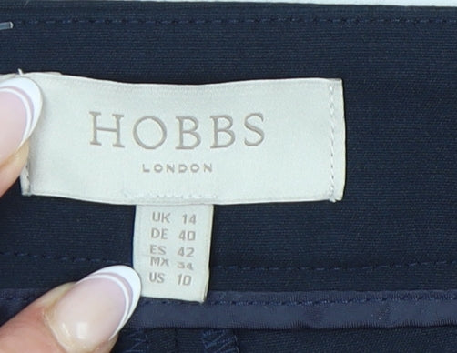 Hobbs Women's Blue Straight-Leg Trousers Size 14