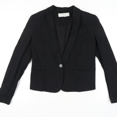 Zara Women's Black L Blazer, Slim Fit, Workwear