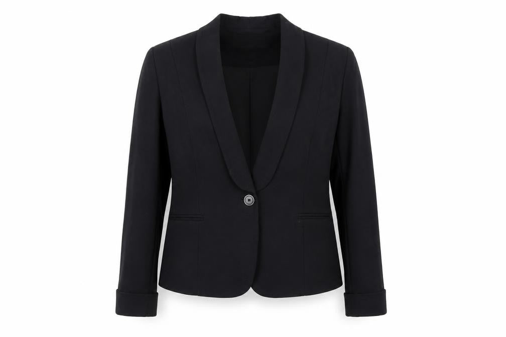 Front view of Zara Women's Black L Blazer, Slim Fit, Workwear