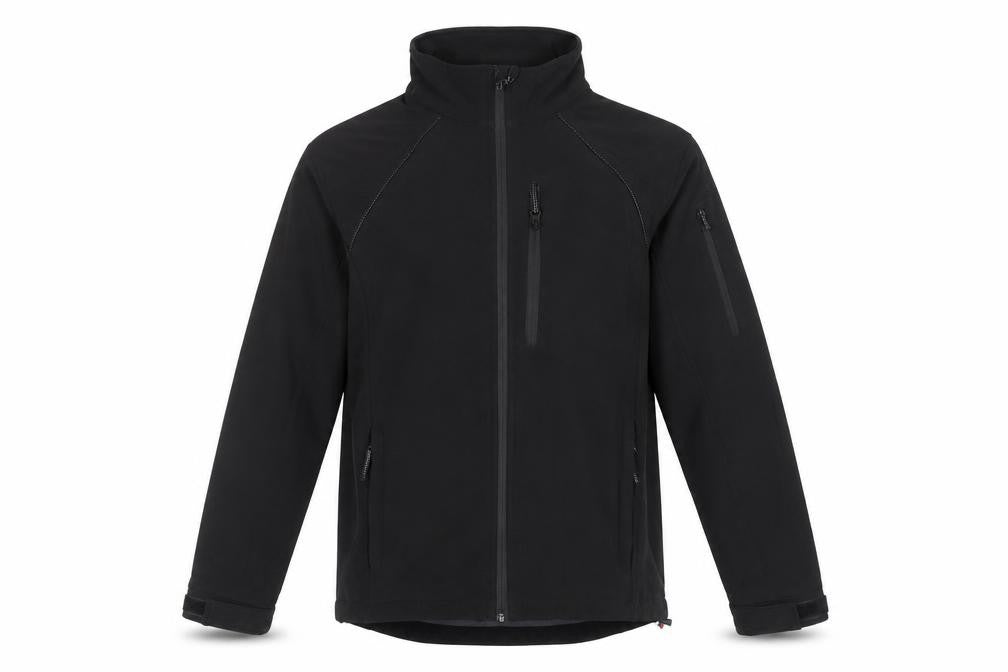 Front view of Blackrock Men's Black Softshell Jacket, size M