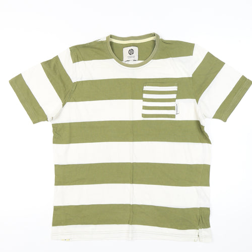 Nordam Men's Green Striped T-Shirt, Size L, Cotton, Crew Neck