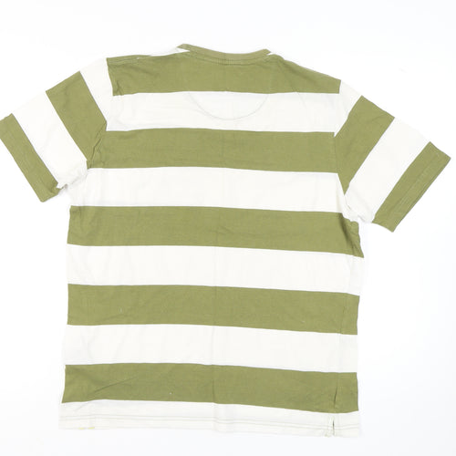 Nordam Men's Green Striped T-Shirt, Size L, Cotton, Crew Neck