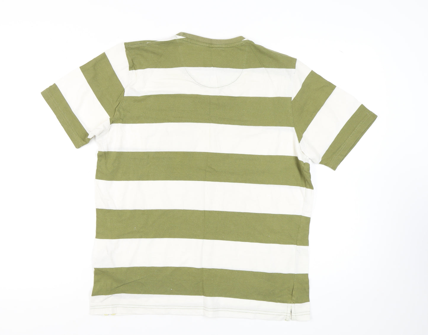 Nordam Men's Green Striped T-Shirt, Size L, Cotton, Crew Neck