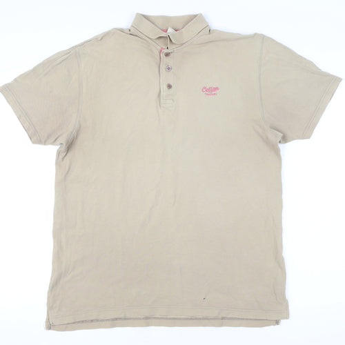 Cotton Traders Men's Beige Polo Short Sleeve L