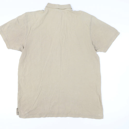 Cotton Traders Men's Beige Polo Short Sleeve L