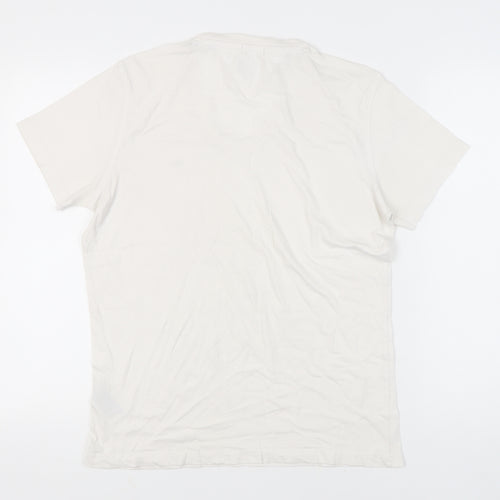 Hilfiger Denim Men's White V-Neck L T-Shirt