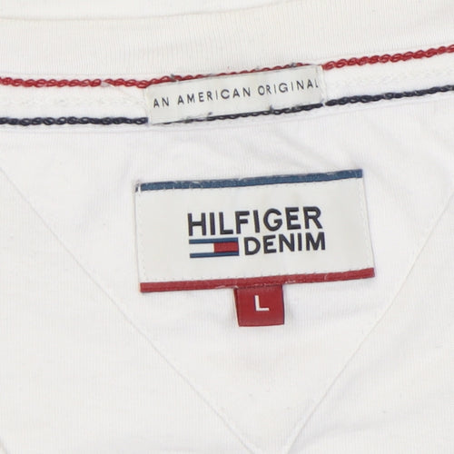 Hilfiger Denim Men's White V-Neck L T-Shirt