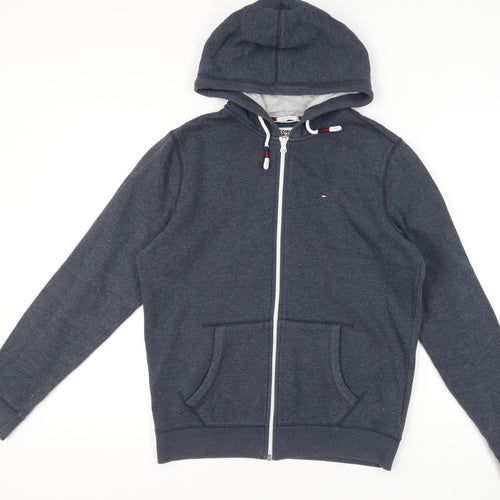 Tommy Jeans Men's Blue Zip Hoodie, Medium, Regular Fit