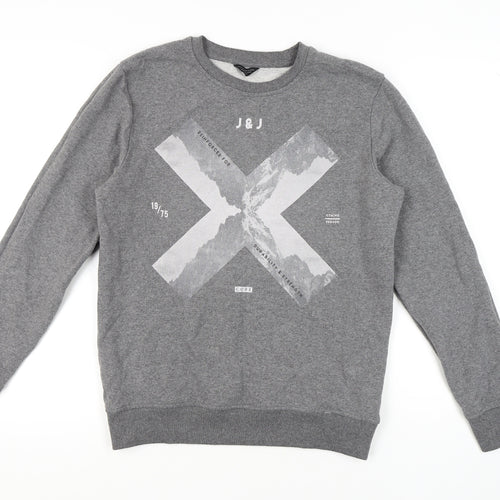 Jack & Jones Men's Grey Graphic Sweatshirt Medium