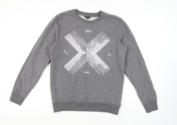 Jack & Jones Men's Grey Graphic Sweatshirt Medium