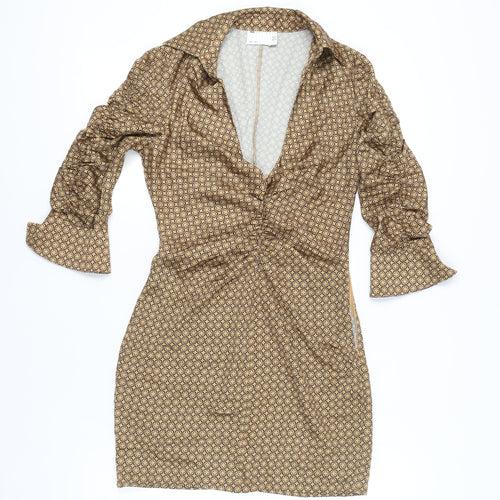ASOS DESIGN Women's Brown Geometric Dress, Size 8