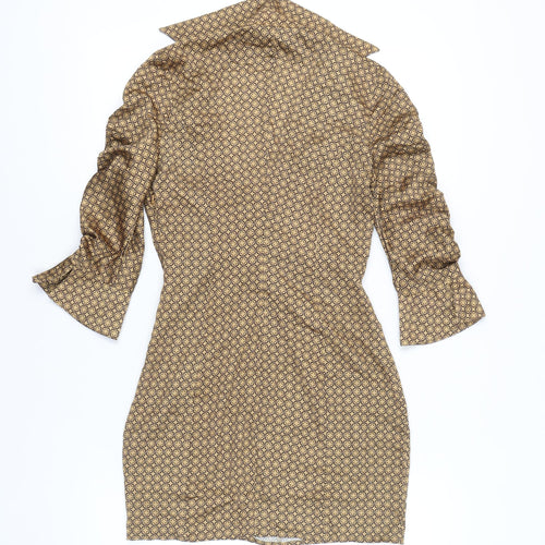 ASOS DESIGN Women's Brown Geometric Dress, Size 8