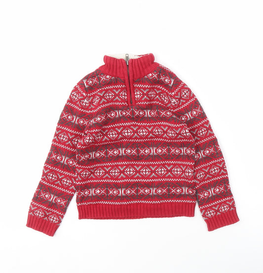 Authentic Baby Boys Red Fair Isle Knit Jumper Size 3-4 Years