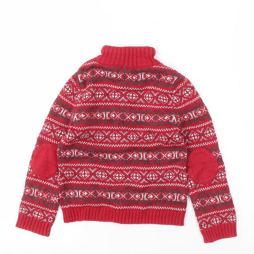 Authentic Baby Boys Red Fair Isle Knit Jumper Size 3-4 Years
