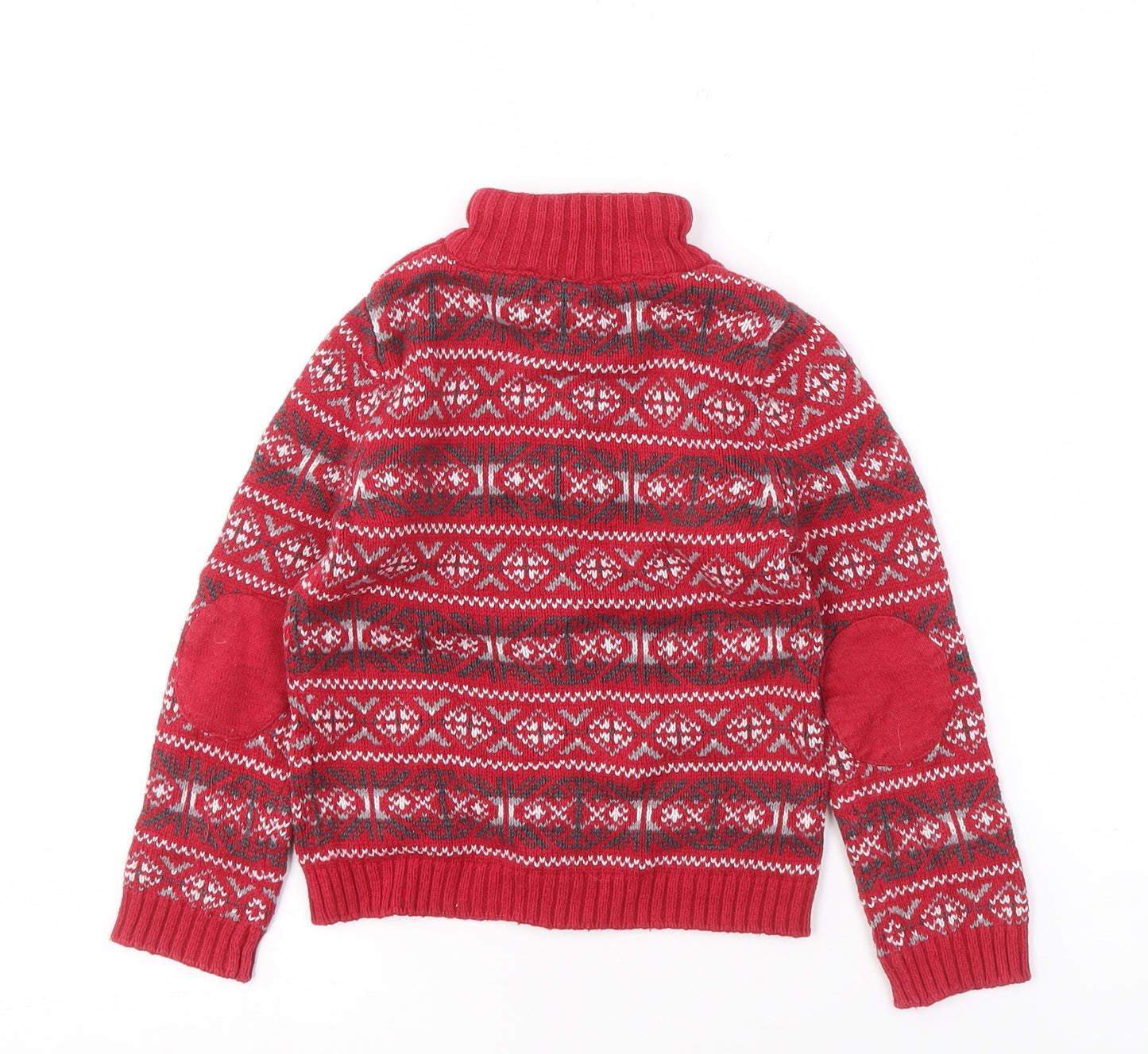 Authentic Baby Boys Red Fair Isle Knit Jumper Size 3-4 Years