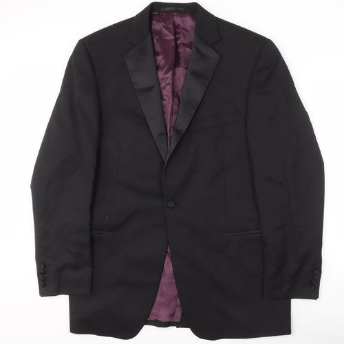 Men's Black Long Blazer 42L Tuxedo Peak Lapel