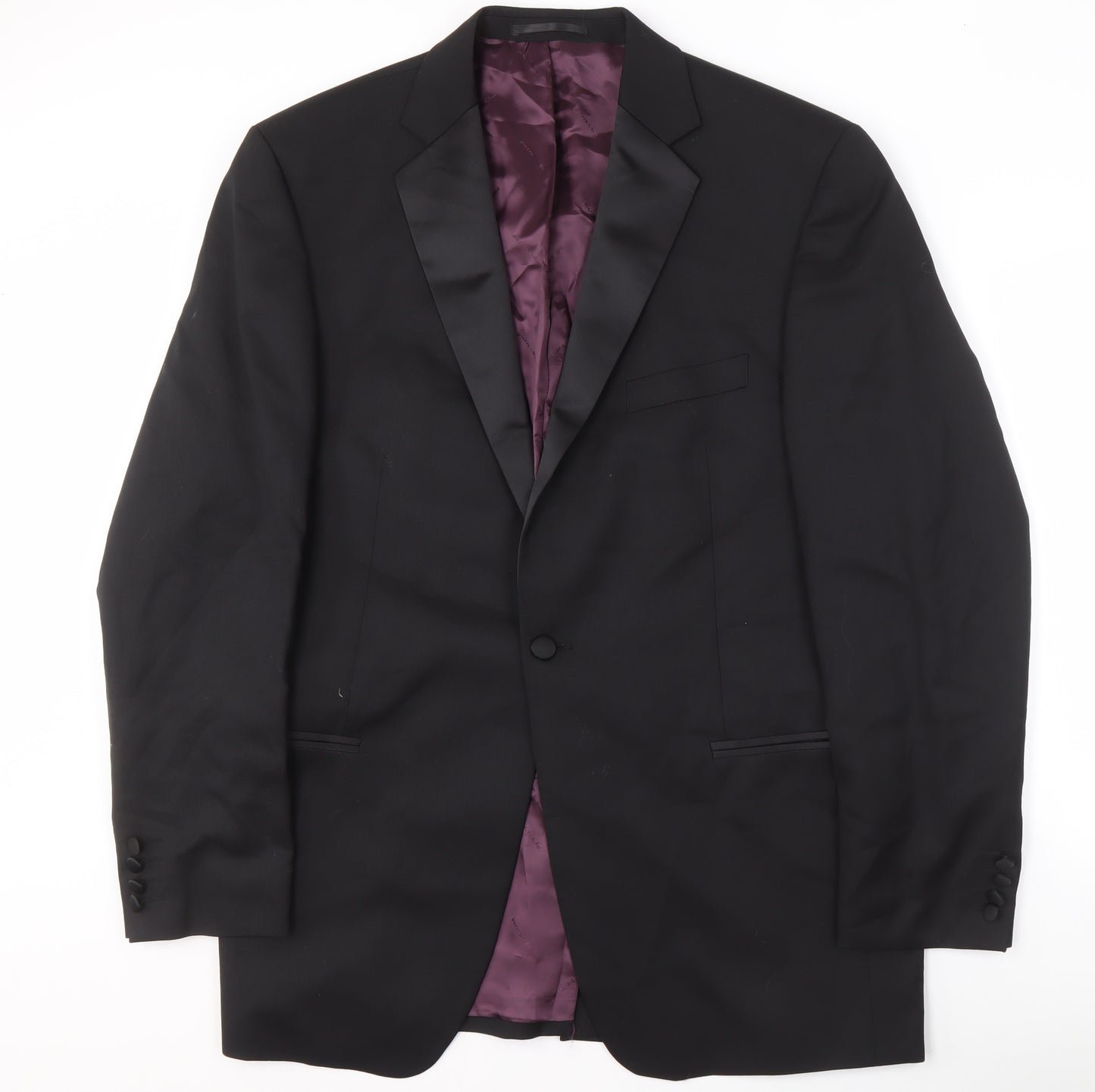 Men's Black Long Blazer 42L Tuxedo Peak Lapel